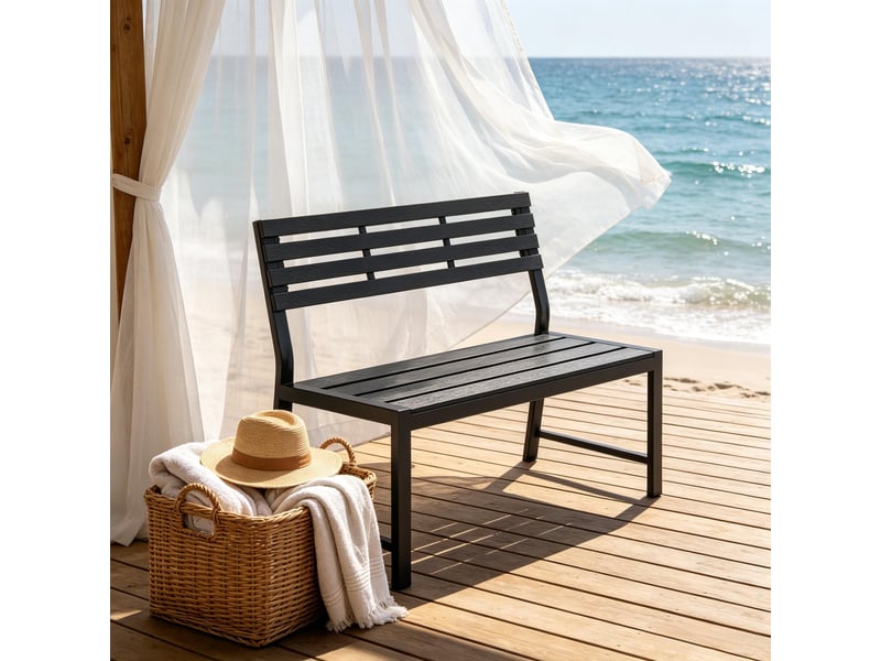  Banc de jardin extérieur avec dossier 115 cm noir westcott  - Conforama D