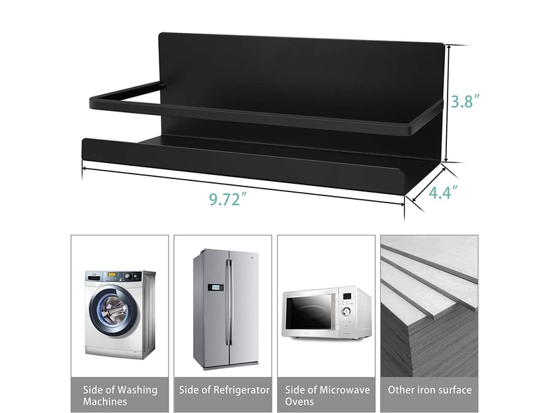  Etagère réfrigérateur, 2 pièces étagère à épices réfrigérateur magnétique organisateur de réfrigérateur economie espace pour la cuisine, noir  - Conforama D