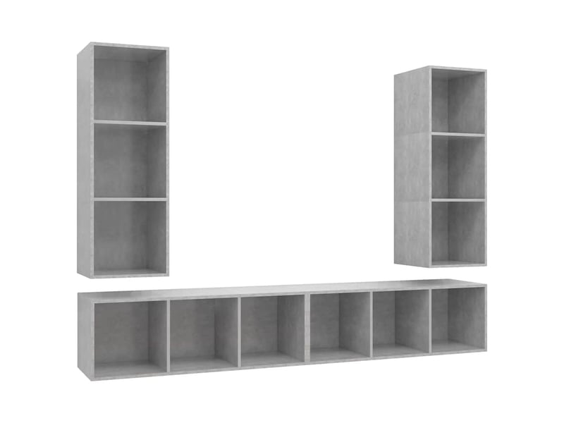  Lot de 4 meuble tv mural, meuble tv suspendu gris béton bois d'ingénierie shl3719  - Conforama A