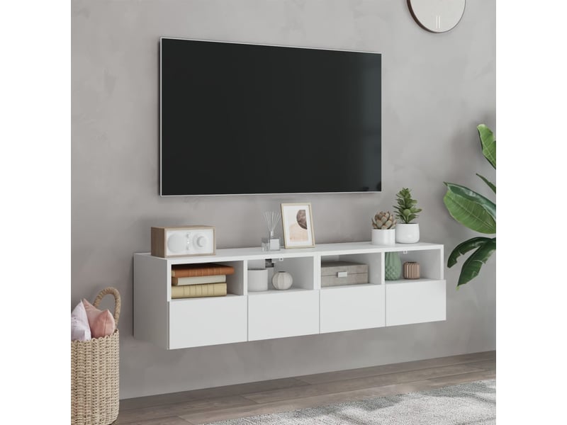  Meubles tv - banc tv - meuble de rangement muraux 2 pcs blanc 60x30x30 cm bois d'ingénierie  - Conforama C