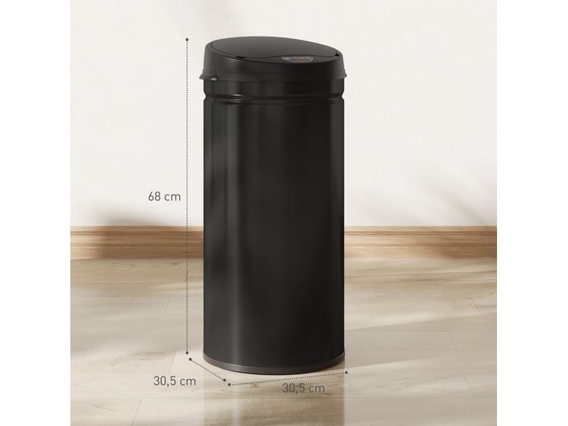 Poubelle capteur 42 l 30,5 x 30,5 x 68 cm, cuisine noire - Conforama C