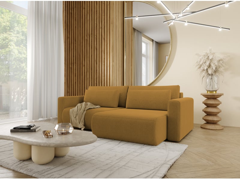  Canapé d'angle convertible 5 places welly jaune  - Conforama D