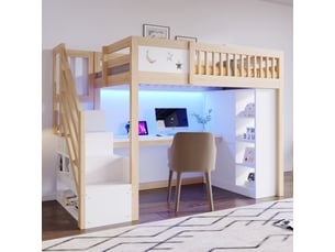 Lit mezzanine 90x200 cm <strong>MODERNLUXE</strong> <strong></strong> coloris naturel