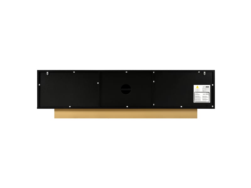 Meuble tv noir 170 cm avec rangement, trois portes et coins arrondis  - Conforama E
