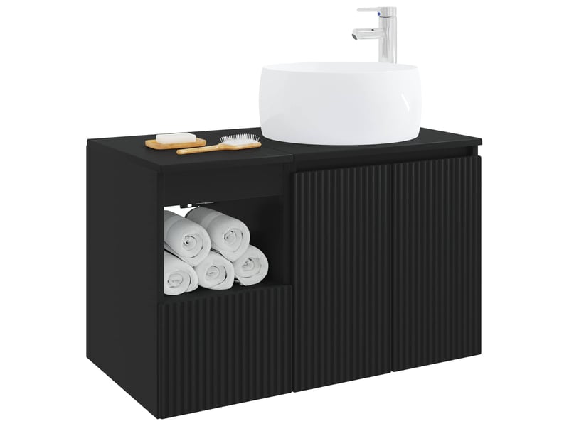  Ensemble de mobilier de salle de bain 2 pc noir cf64179  - Conforama C