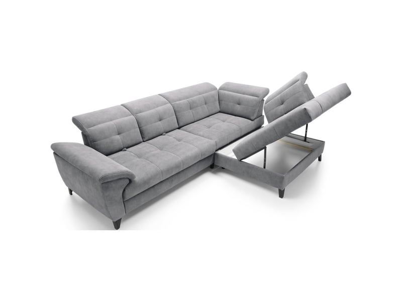  Canapé d'angle gris 5 places angle droit design moderne inferno  - Conforama D