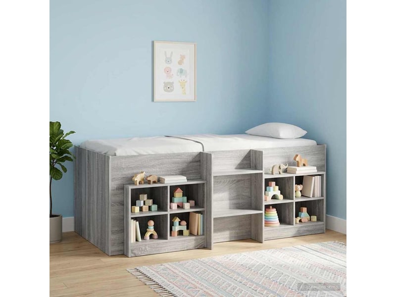 Cadre de lit élevé pour enfants - lit jeune sonoma gris 80 x 200 cm - Conforama C
