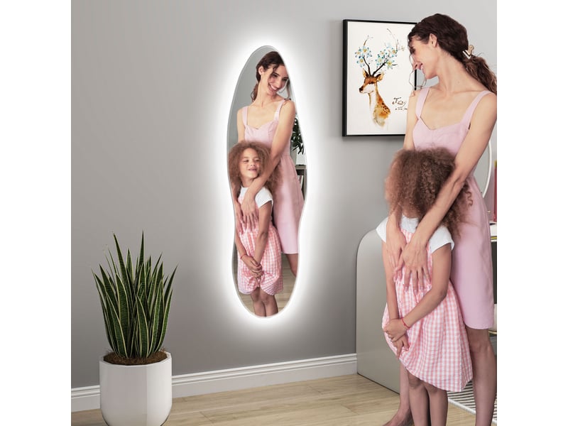  Miroir mural pleine longueur avec éclairage led 120 x 40 cm, 3 couleurs d'éclairage et fonction mémoire  - Conforama C