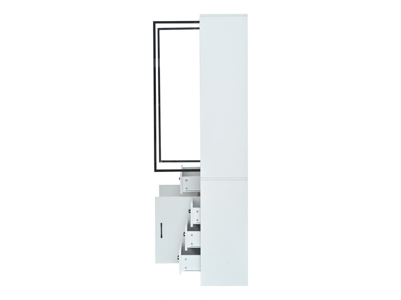  Armoire vitrine 4 portes et 4 tiroirs avec led blanc 120 x 35 x 200 cm N625P454723724725W - Conforama B