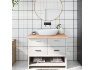 Comptoir de salle de bain, plan de travail 100x50x(2-4)cm bois massif non traité cf65696