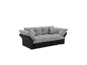 Canapé-lit convertible 3-en-1 190 cm queen-size, velours capitonné, 2 coussins, gris clair