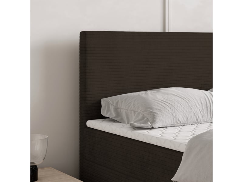  Boxspring nira 200x200 cm, lit complet avec matelas, marron  - Conforama D