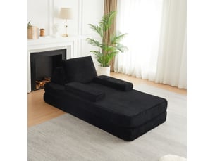 Canapé modulable convertible 211 cm en velours côtelé noir evryae