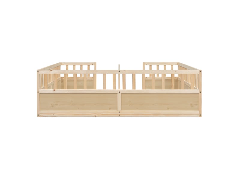  Lit 2 places enfant 2x90x200 cm naturel pin, barrières hautes, accès ouvert pour deux enfants  - Conforama A