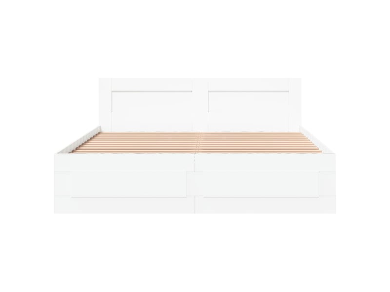  Lit double- lit adulte -  cadre de lit avec tête de lit sans matelas blanc 150x200 cm  - Conforama D