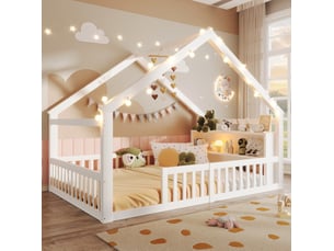 Lit cabane 140x190 cm MAISENTIEL coloris blanc