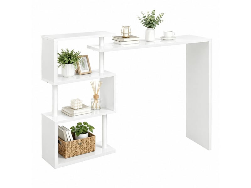  Table de bar 97,5x38 cm en mdf et métal avec 3 étagères blanche chicfurn  - Conforama A