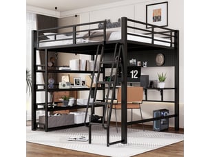 Lit mezzanine 140x200 cm <strong>NAHILIMI</strong> <strong></strong> coloris noir