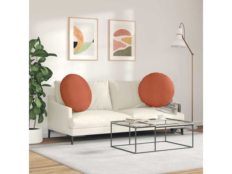  Lot de 2 coussins de siège, coussins décoratifs tissu en velours côtelé rouge orange cf59811  - Conforama D