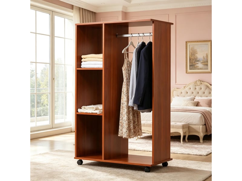  Armoire ouverte de rangement, dressing chambre en bois, penderie portable, étagère  - Conforama B