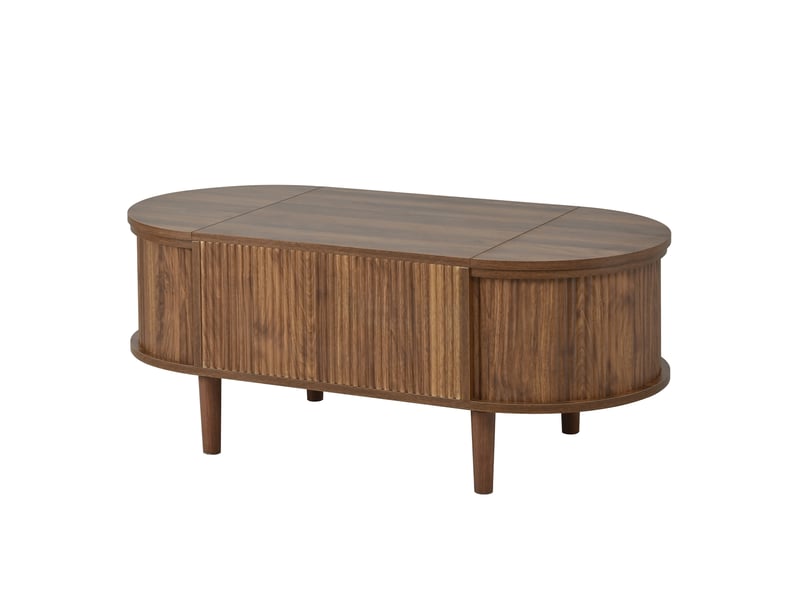 Table basse relevable avec 2 espaces de rangement, style vintage, pour salon, en mdf, couleur noyer, 100 × 48 × 53,5 cm  - Conforama D