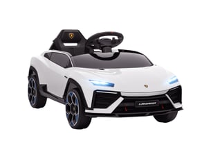 Voiture électrique lamborghini sous licence pour enfants, avec klaxon et télécommande, 101,5 x 49 x 43 cm, blanche