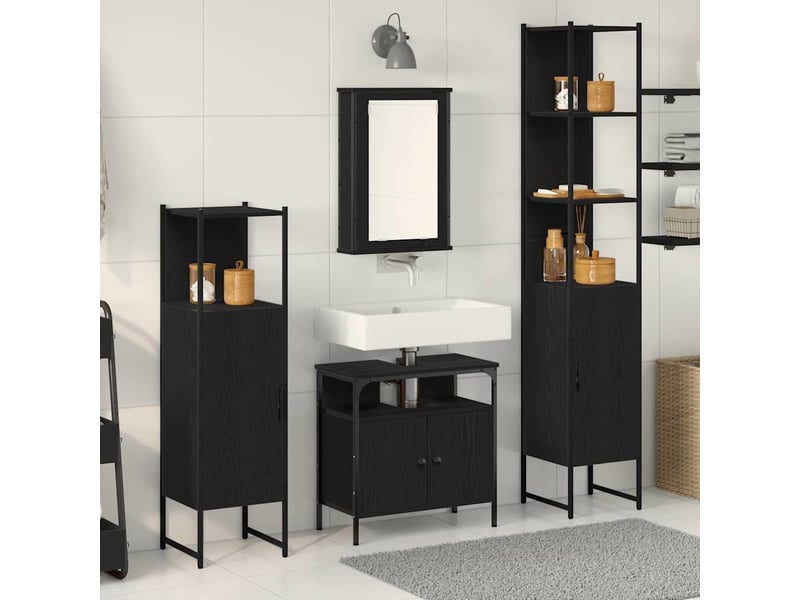  Ensemble de mobilier de salle de bain 4 pc chêne noir cf64511  - Conforama B