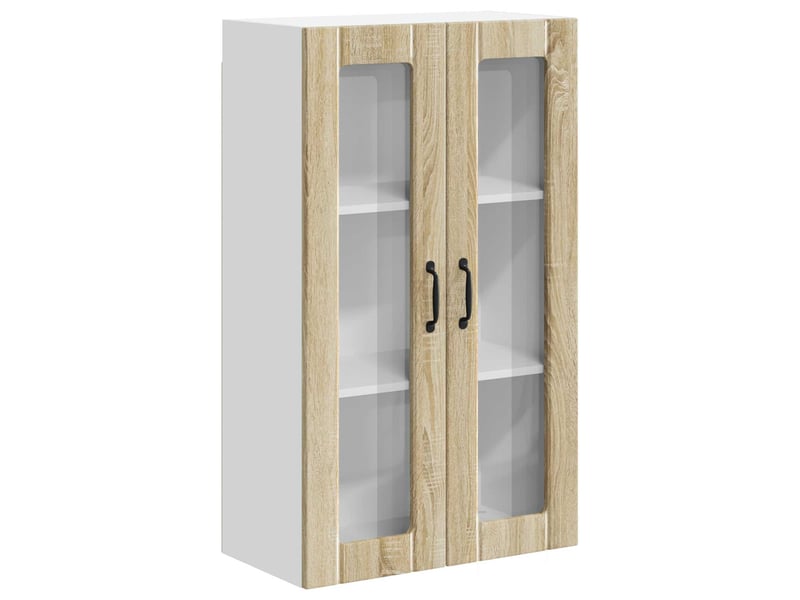  Meuble mural de cuisine, cabinet en verre mural chêne sonoma 60x31x100cm shl1001  - Conforama A