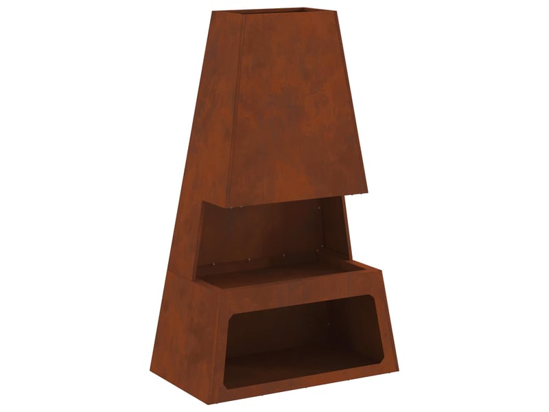 Brasero exterieur, foyer rouillé 60x35x100 cm acier patiné - Conforama A