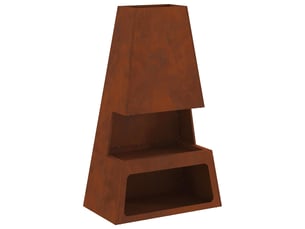 Brasero exterieur, foyer rouillé 60x35x100 cm acier patiné