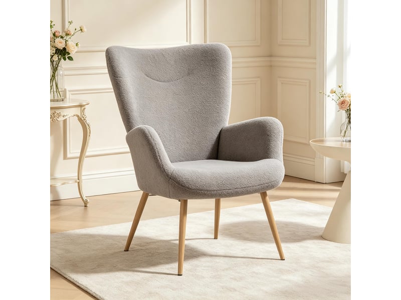 Fauteuil lounge moderne 1 place, dossier haut, accoudoirs intégrés et silhouette incurvée - Conforama B
