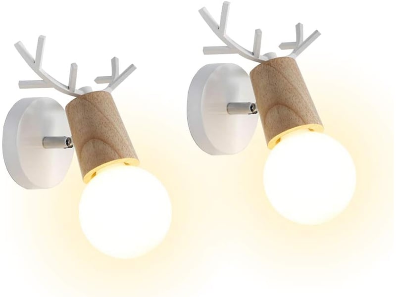  Lot de 2 applique murale moderne créative design cerf antler blanc bois et métal 7914674603 - Conforama A