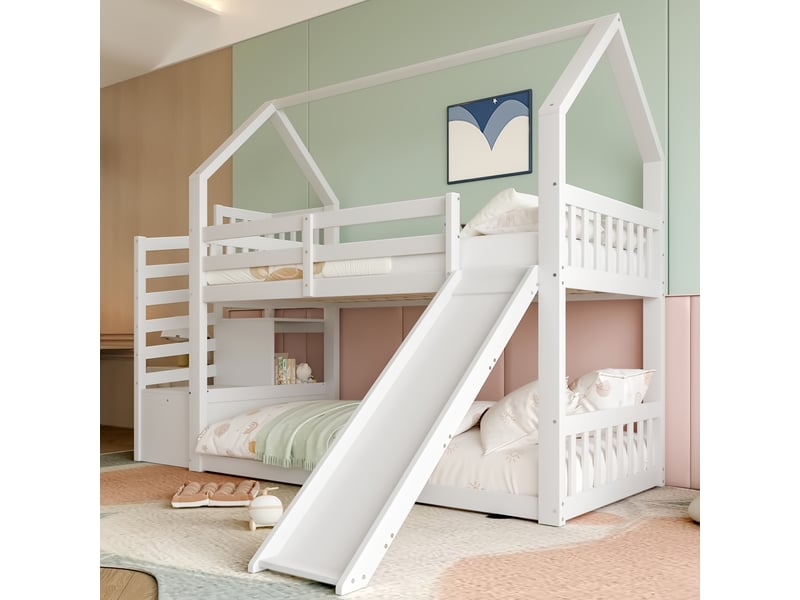  Lit superposé 90x200cm coloris blanc pin lit enfant blanc - Conforama D
