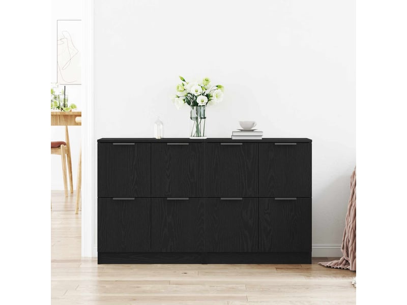  Buffet - bahut - meuble de rangement 2 pc chêne noir 60 x 30 x 70 cm bois d'ingénierie  - Conforama D
