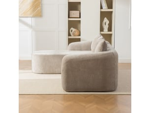 Canapé modulaire en chenille 3 places gris - sans montage, assise moelleuse avec coussin