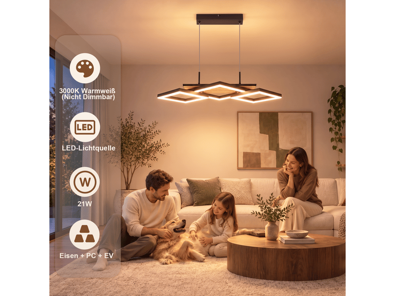 Zmh suspension led pour table à manger suspendue noire 58 cm 21 w suspension moderne blanc chaud - Conforama C