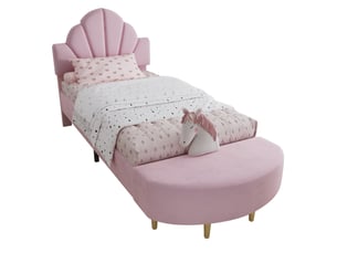 Lit simple 90x200 cm <strong>MERAX</strong>  <strong>lit enfant rose</strong> coloris rose