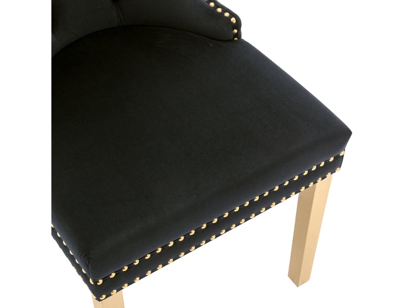  Lot de 2 chaises design velours noir avec finitions dorées – style moderne  - Conforama E