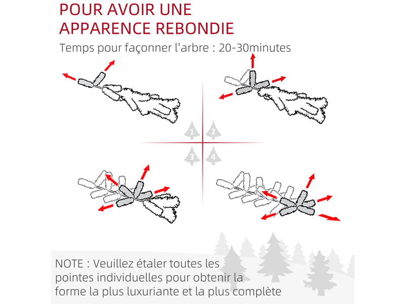  Sapin arbre de noël artificiel 150 cm 665 branches + support pied vert  - Conforama E