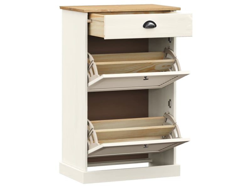  Meuble à chaussure, armoire à chaussures vigo 60x35x96 cm blanc bois massif de pin  - Conforama D