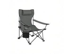 Fauteuil de camping pliant gris avec repose-pieds extensible, dossier réglable et sac de transport inclus