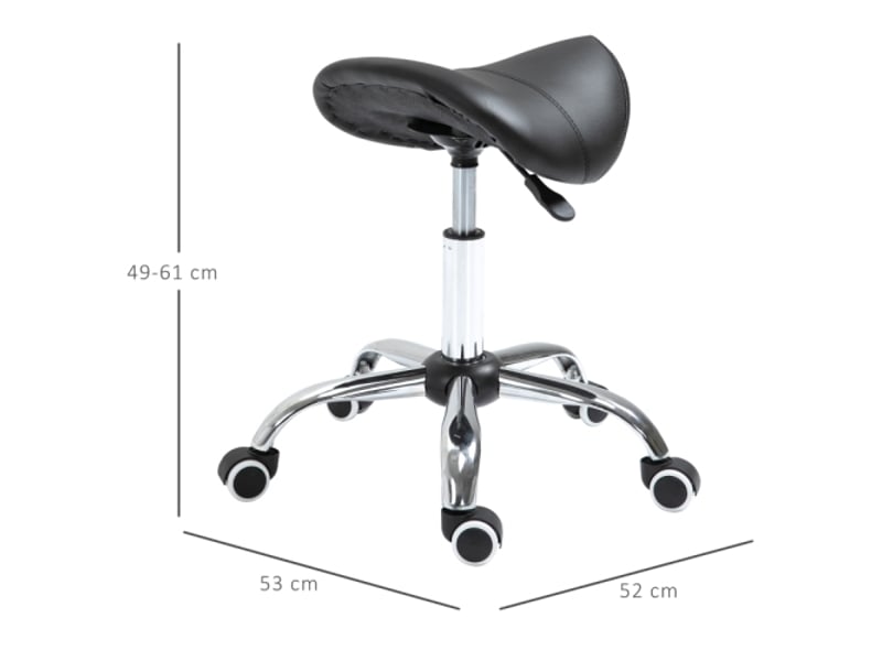  Tabouret selle pivotant rembourré réglable en hauteur, noir, pour beauté et bureau  - Conforama C