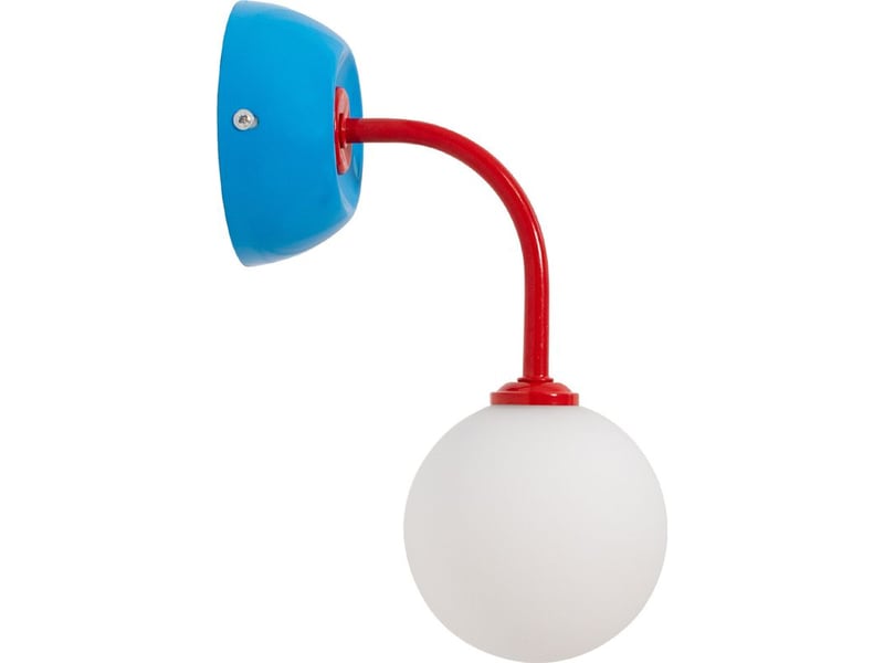  Applique murale enfant design moderne bleu et rouge avec boule en verre dépoli, source lumineuse 3 couleurs, lampe murale décorative pour chambre d'enfant, nursery et salle de jeux  - Conforama D