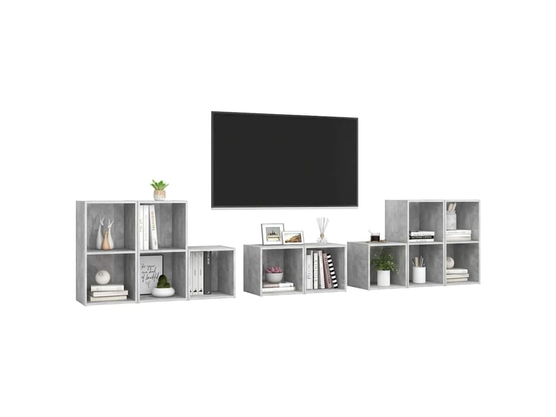 Ensemble de meubles tv 8 pcs gris béton bois d'ingénierie shl45648  - Conforama C