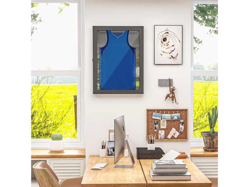  Frame box t-frame cadre pour maillot porte acrylique doublure interne feutre 60 x 6,5 x 80 cm noir  - Conforama C