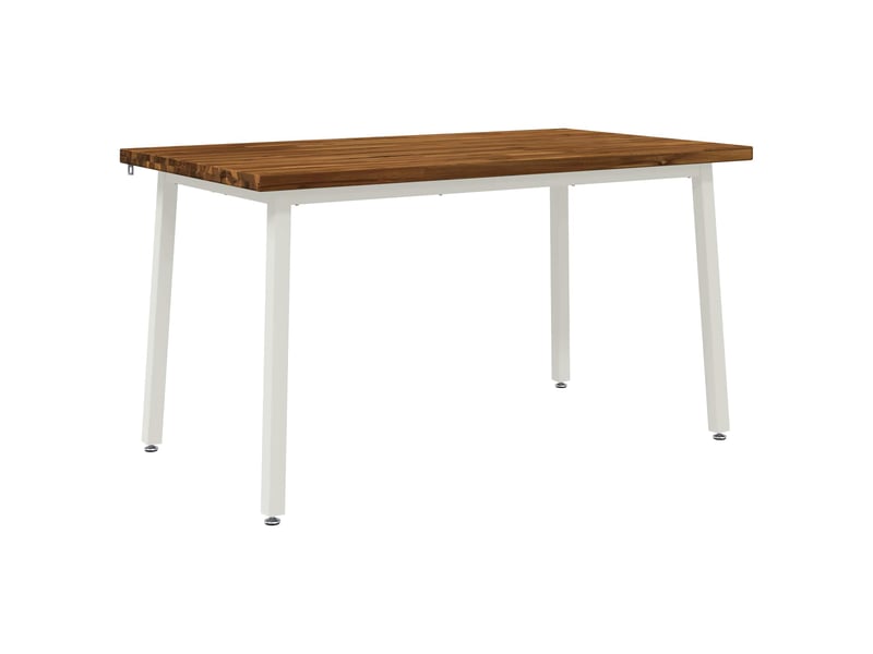  Table à manger moderne 140x80x75 cm bois d'acacia massif naturel et blanc shl61677  - Conforama A