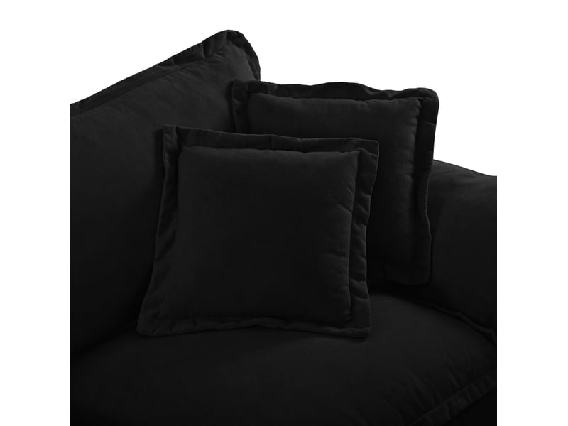  Canapé d'angle modulable l 264 x 155 x 90 cm 4 places, 2 coussins, pouf amovible, chenille noir  - Conforama D