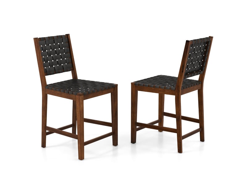  Lot de 2 chaises de bar design incurvé 52 x 58,5 x 101 cm assise ergonomique moderne en bois d'acacia noir 20_0020641  - Conforama A