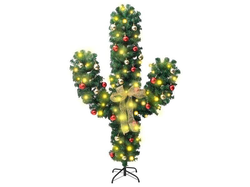  Cactus de noël - arbre de noël avec support et led vert 180 cm pvc  - Conforama A