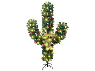 Cactus de noël - arbre de noël avec support et led vert 180 cm pvc